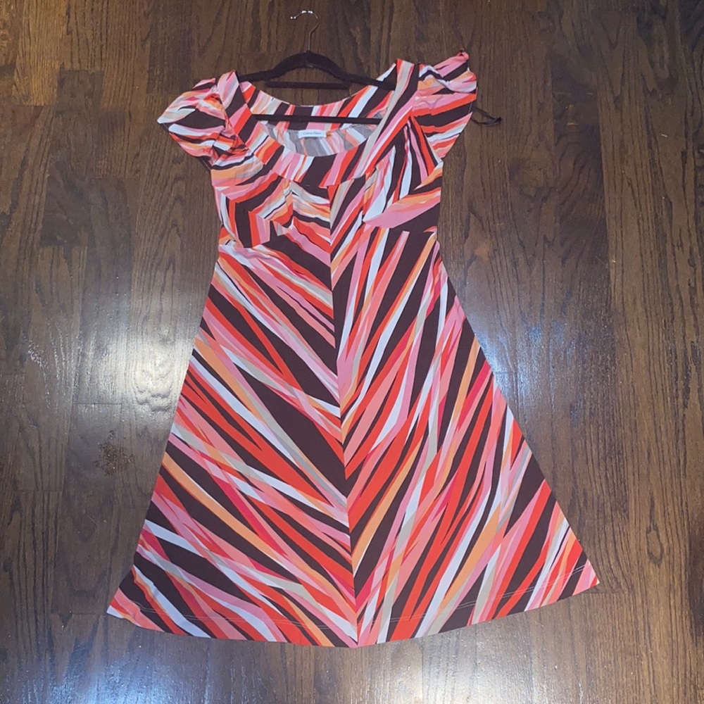 CALVIN KLEIN Short Sleeve Patterned Dress - SIZE 14